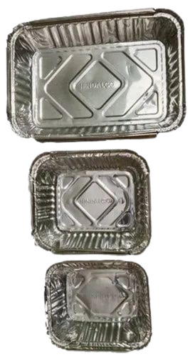 Aluminum Food Containers - 250ml Rectangular Silver Packaging with Lid | Ideal for Household Food Storage