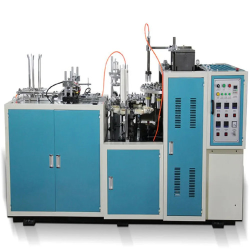 Automatic Paper Cup Making Machine - 1000 Pcs/Hr Capacity, Painted Mild Steel Design | Human Machine Interface Control, 220V Voltage, 1 Year Warranty