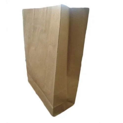 Brown Paper Grocery Bag - 5kg Capacity, 110-250 GSM Plain Design | Comfortable Carrying Feature