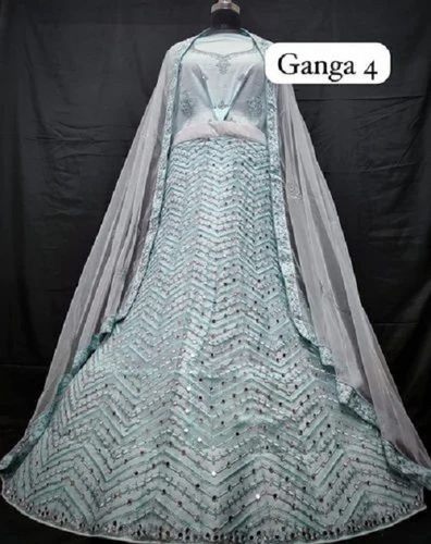 Designer Net Lehenga - Embroidered Multiple Colors, Machine Embroidery | Trendy Modern Ethnic Party Wear, Lightweight, Custom Size, Available Sleeves