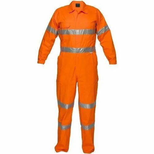 Fire Retardant Coverall - Cotton Sizes XS-4XL Orange Color | Comfortable Long Lasting Full Sleeve Plain Pattern Suitable for All Seasons