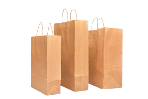 Food Packaging Paper Bag - Kraft Paper Rectangular Shape 1 & 3 Kg Capacity | Biodegradable Moisture Proof Recyclable Loop Handle