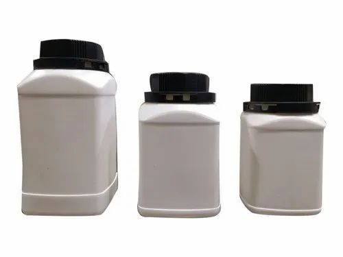 HDPE Jar Set - 3 Piece, Square Shape, Plain White Design | Screw Cap for Secure Kitchen Storage