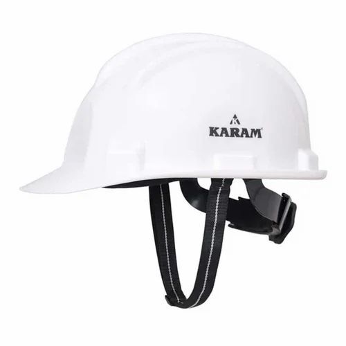 Karam Safety Helmet Pn 521 - PE Material, Medium Size, White Color | Open Face Design, Lightweight, Workplace Safety Helmet