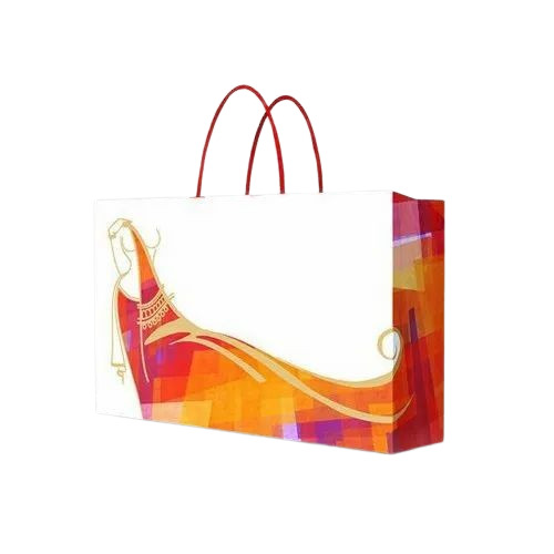 Kraft Paper Shopping Bag - 7 kg Capacity, Multicolor Printed Design | Biodegradable, Moisture Proof, Recyclable, Loop Handle, 250 GSM