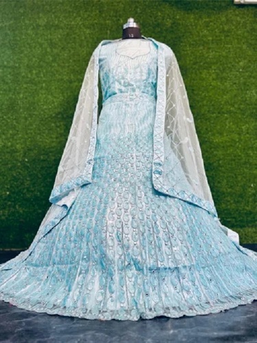Ladies Designer Lehenga - Net Fabric, Semi Stitched, Multiple Colors | Trendy Embroidered Style, Comfortable, Anti Wrinkle, Customizable Fit
