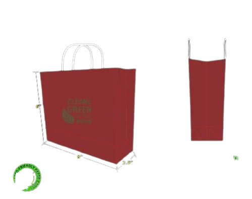Maroon Color Kraft Paper Bag - 8"x6"x2.5" Inch Size, 2kg Capacity | Biodegradable, Moisture Proof, Recyclable, Square Bottom, Rope Handle