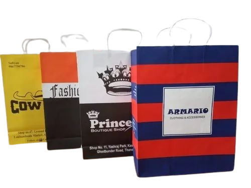 Multicolor Paper Shopping Bag - 8x15 Inch, Biodegradable, Moisture Proof, Recyclable, Rope Handle, Max Load 1kg