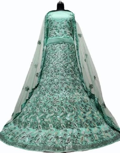 Hand Embroidered Georgette Lehenga - XS to Free Size, Vibrant Green | Lightweight, Trendy Ethnic Wear, No Fade, Dry Clean Only