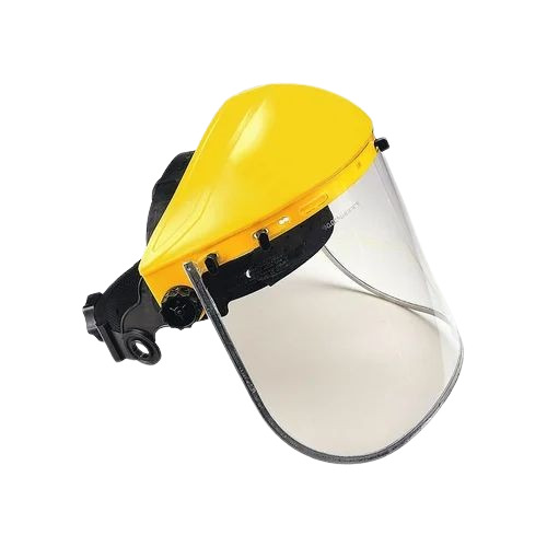 Polycarbonate Face Shield - 7.5"x20" Viewing Area, Full Face Design, Yellow Color, Unisex, Reusable, Ratchet Headgear