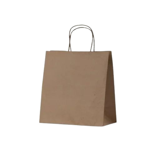 Twisted Handle Paper Bags - Brown, 5kg Capacity | Biodegradable, Moisture Proof, Recyclable, Plain Design with Rope Handles