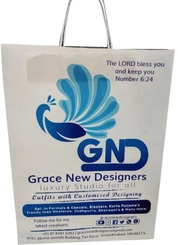 White Paper Printed Carry Bags