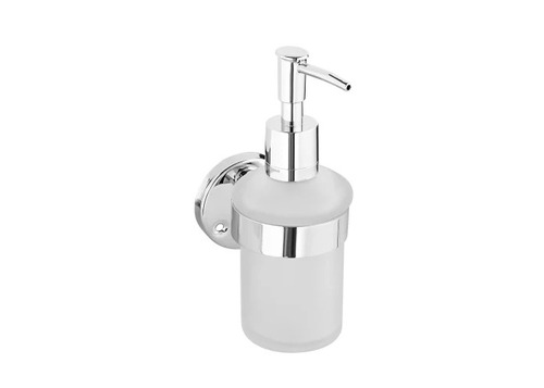 250 ml Liquid Soap Dispenser - Stainless Steel, Round Shape | Glossy Silver Finish, Manual Operation for Bathroom Use