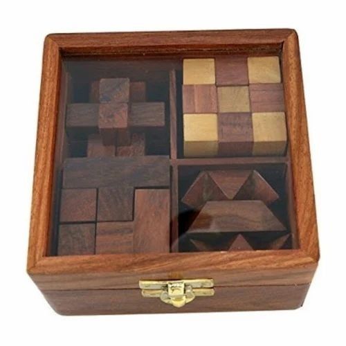 4 In 1 Handmade Wooden Puzzle Box Set