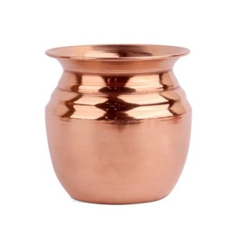 500ml Copper Pooja Lota - Medium Size, Round Shape, Polished Finish | Ideal for Home Use, Made from Pure Copper, Sleek Plain Design