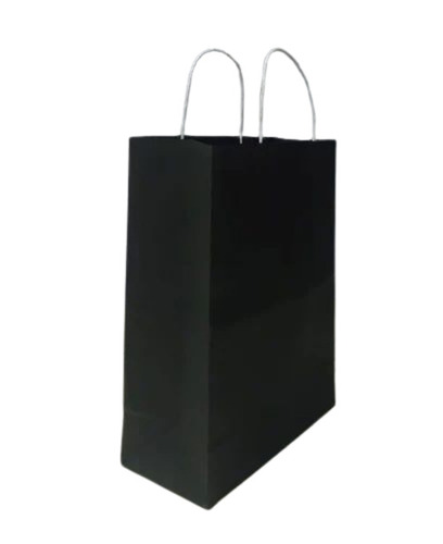 Kraft Paper Shopping Bag - 10x4x13 Inch, Black Color | Biodegradable, Moisture Proof, Recyclable