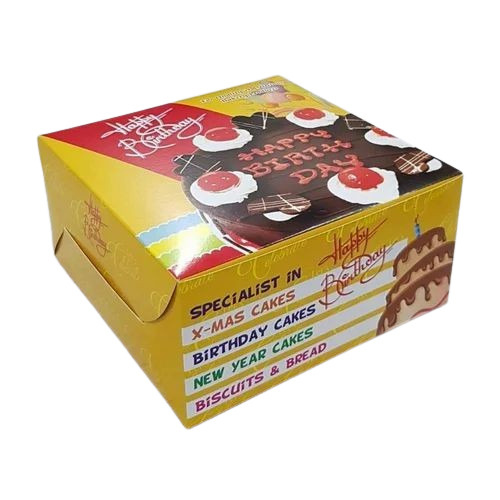Cake Packaging Box - 3 Ply Duplex Paper, Biodegradable and Food Grade | Square Shape, Multi Color, Natural Feel Effect Printing, Recyclable