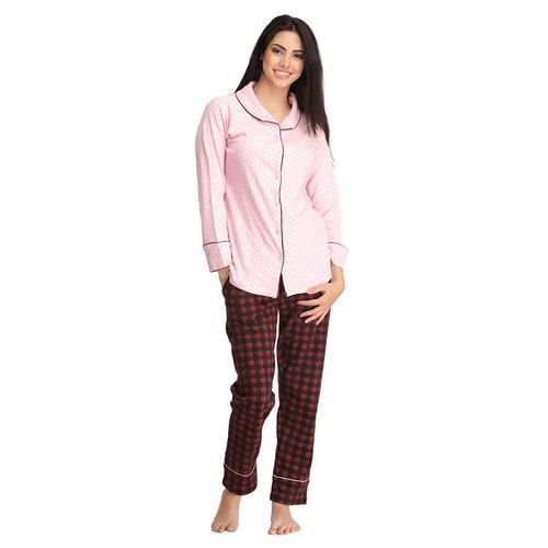 Check Ladies Pyjama - Cotton Fabric, Size M/L/S/XXL | Elastic Waistband, Breathable Material, Attractive Printed Design, Lightweight, Stretchable, Wrinkle-Resistant, Skin-Friendly