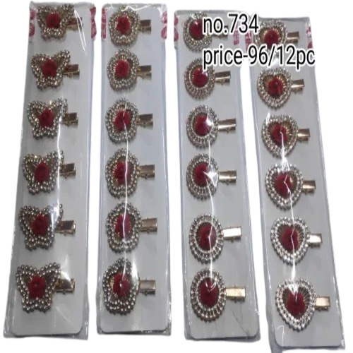Fancy Flower Hair Pins - Metal Construction, Standard Size, Multicolor Design | High Grip, Suitable for Baby Girls, Girls, Women