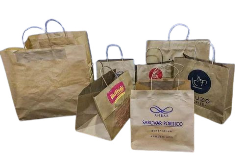 Food Packaging Paper Bag - Paper Material, Customized Size, Brown Color | Biodegradable, Moisture Proof, Recyclable, 5 Kg Load Capacity, Rope Handle