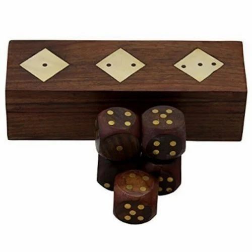 Handmade Rectangular Wooden Dice Box Set