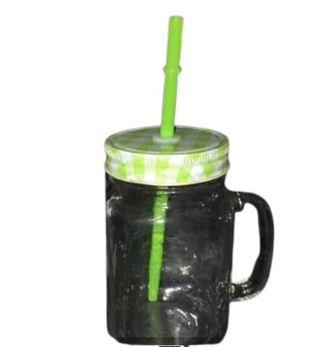 Juice Glass Jar - Solid Glass Material, Various Sizes Available, Plain Black Design - Durable with Lid, Quality Tested, Timely Delivery