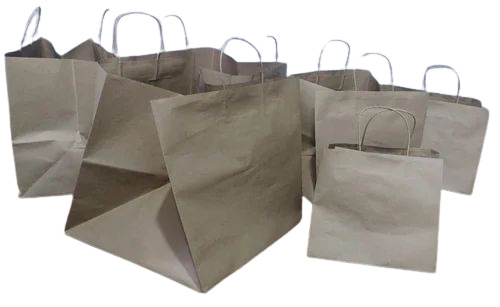 Kraft Paper Bag - 2 Kg Capacity, Brown Color, Twisted Handle | Biodegradable, Moisture Proof, Recyclable