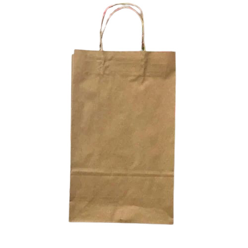 Plain Kraft Paper Grocery Bag - 1.5 kg Capacity, 11 x 8 x 4 Inch, Brown, Recyclable, Biodegradable, Moisture Proof, Loop Handle