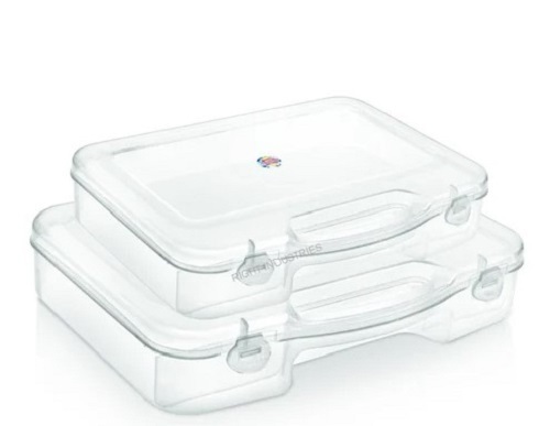 Plastic Containers With Handle - Plastic, Rectangular, Transparent | Nontoxic, Lightweight, Spacious, Tested for Quality Standards