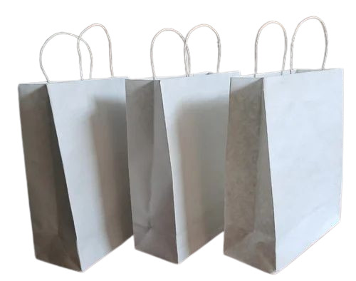 Premium White Paper Bags - 3 Kg Capacity, 150 GSM | Biodegradable, Moisture Proof, Recyclable, Twisted Paper Rope Handle