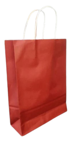 Red Color Paper Bags - 22x8x30 Inches, 3 Kg Capacity | Biodegradable, Moisture Proof, Recyclable, Plain Design with Twisted Paper Handles