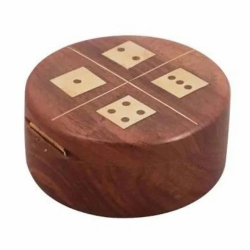 Round Handmade Wooden Dice Box Set