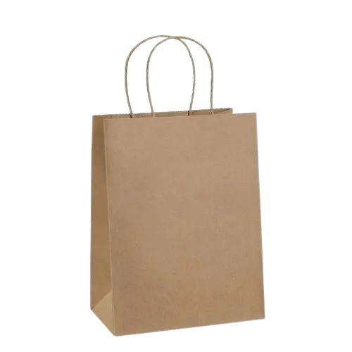 Kraft Paper Carry Bag - All Sizes, Brown Color, Twisted Handle, Biodegradable, Moisture Proof, Recyclable