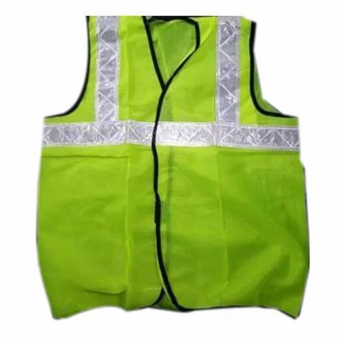 Unisex Green Polyester Safety Jacket