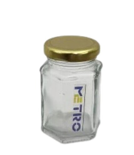 100 ML Hexagonal Glass Jar - Transparent Glass, Customizable Size | Leak and Crack Resistant, Solid Structure for Storage