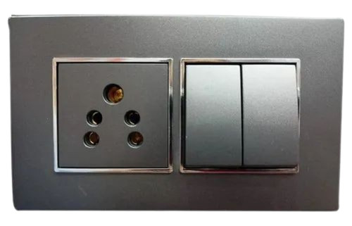 2 Module Electrical Switch - Plastic | 10A Current Rating, 240V Max Voltage, 5 Pin Socket, Gray Color, Modular Switches in Good Condition