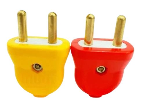 2 Pin Electric Plug Top - Rated Voltage 240V, Good Quality, Red and Yellow Colors | Suitable for Electric Fitting