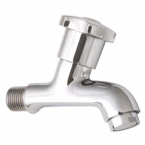 Brass Water Tap - Stainless Steel, Standard Size , Silver Color, Glossy Finish | Modern Wall Mounted Bathroom Fitting with Traditional and Contemporary Styles