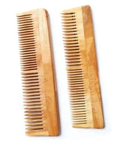 Durable Neem Wood Comb - 7 Inch, Light Brown | Smooth Teeth, Gentle on Scalp, Non-Static, Durable Design, Lightweight & Portable, Reduces Breakage