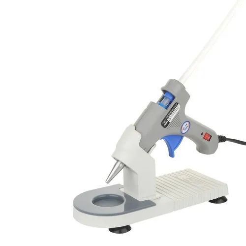 Glue Gun Stand - Fiber and Plastic Material, Grey and White Color | Standard Temperature Trigger-fed Design for Wood, Paper, Glass and More