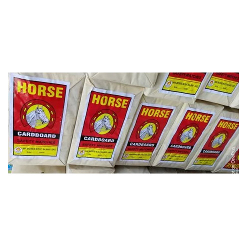 Horse Safety Matches - Wood Sticks, 30 Count | Black Match Head, Printed Cuboid Box, Honey Cut Pattern