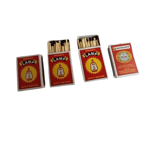 Lamp Match Box - Cardboard Cube, 30 Black Head Wooden Splints at 38mm Length, Customized with Logo, Polished Finish, Dotted Side Friction