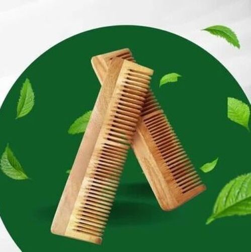 Lightweight Neem Comb - Wooden Material, Brown Color | Smooth Teeth, Gentle on Scalp, Durable Design, Non-Static, Reduces Hair Breakage, Portable