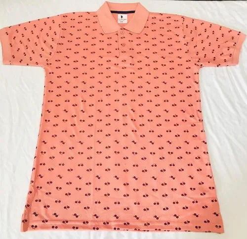 Men Printed Polo T Shirt - Pattern: Beaded