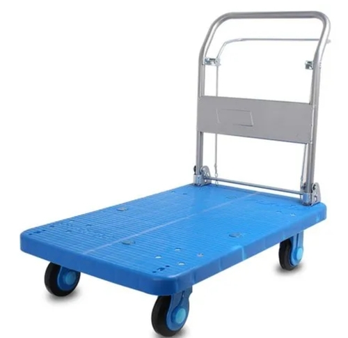 Mild Steel Platform Trolley - Heavy Duty, Durable Mild Steel, Industrial Blue, High Capacity with Large Wheels and Ergonomic Handle for Easy Maneuverability