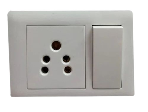 Modular Switch Socket Combination - 5 Pin Socket, 5a Current Rating | Polycarbonate Material, White Color, 240 Max Voltage