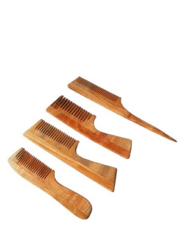 Natural Neem Wooden Comb - Natural Material, Brown Color | Antibacterial Properties, Eco-Friendly, Smooth Teeth Design, Handcrafted Finish