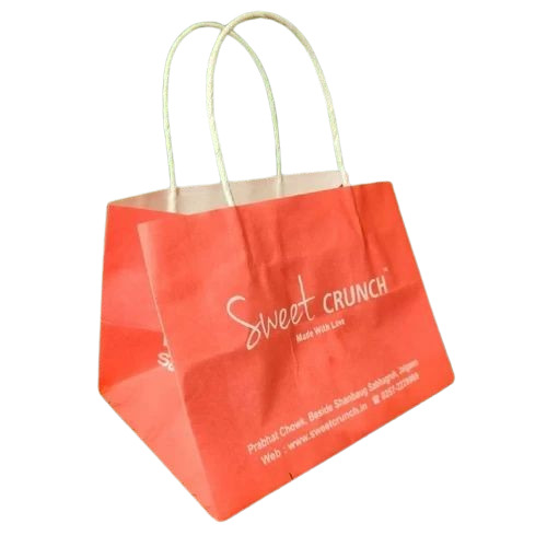 Orange Printed Shopping Paper Bag