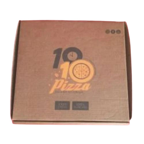 Pizza Packaging Box - Corrugated Paper, 7x7x1.5 Inches, 250 ml Capacity | Digital Printed Design, Single Phase 2 Ply, 210 GSM