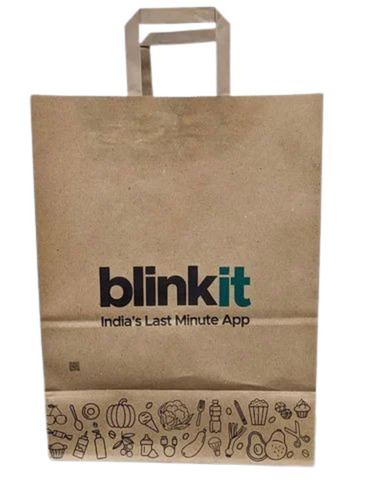 Printed Kraft Paper Bags - 5kg Capacity, Brown Twisted Paper Handle | Biodegradable, Moisture Proof, Recyclable